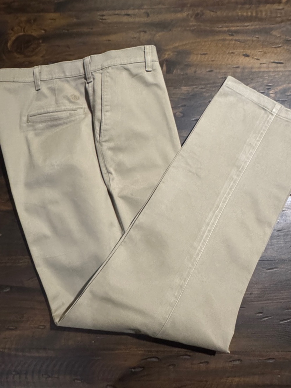 Wrangler Riata Relaxed Fit Pants in Khaki-Flat Front, 98% Cotton, Size: 38x 36
